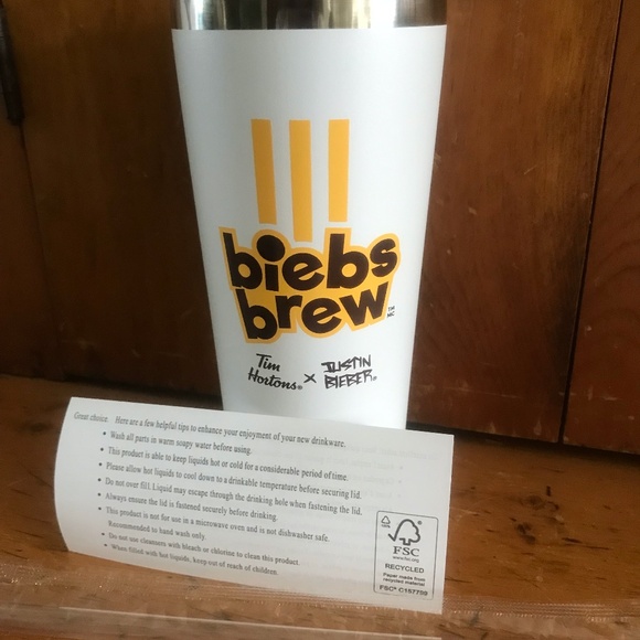 Tim Hortons X Justin Bieber Limited Edition Travel Tumbler - Picture 1 of 2